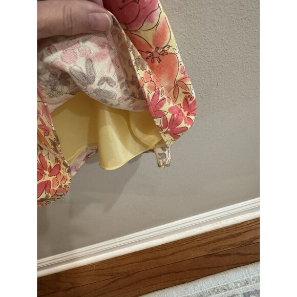 Loft Floral Linen Blend Dress Yellow Pink Size 8 NWOT Coquette Feminine Lovely - Picture 3 of 7